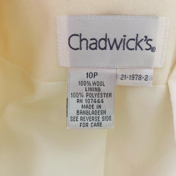 Chadwicks Petite Size 10P Wool Blazer Jacket Ivory Cream Career Minimalist - Picture 7 of 7
